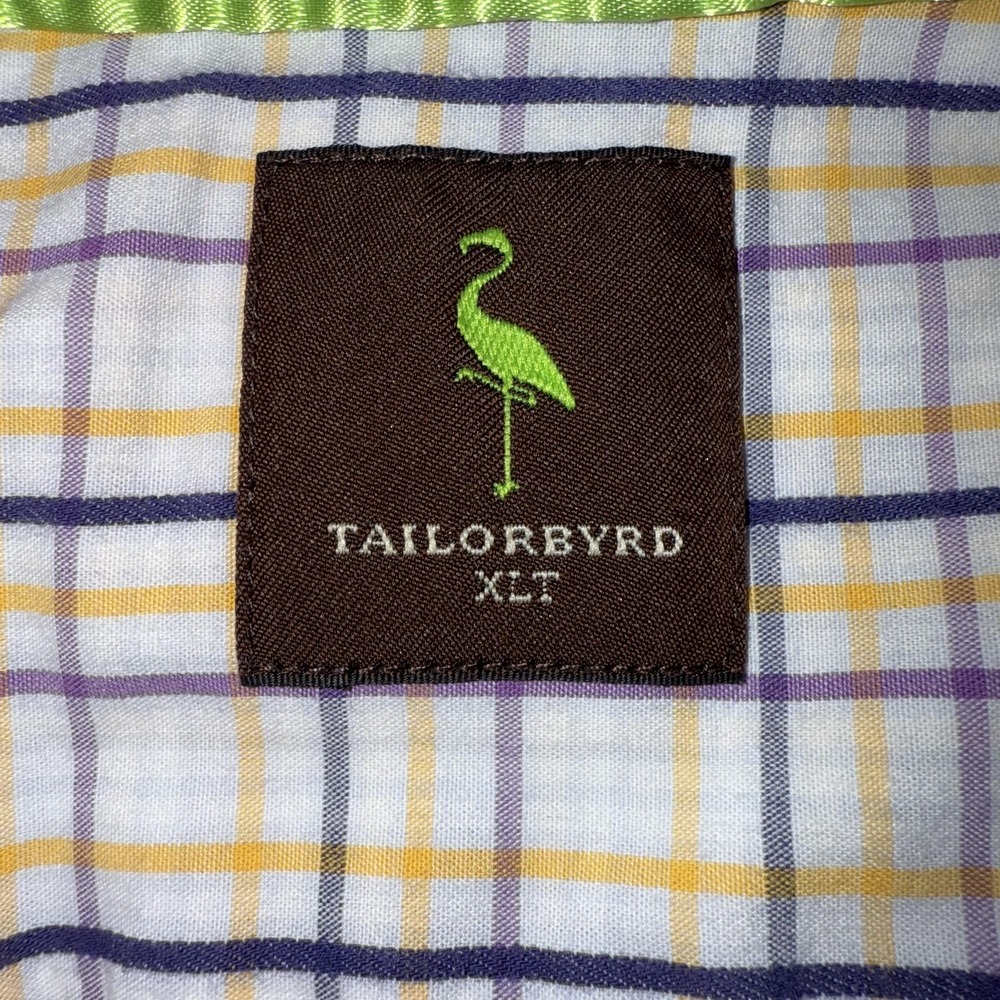 TailorByrd Shirt Mens XL Tall XLT Yellow Purple Plaid Button Down Long Sleeve - Picture 6 of 7